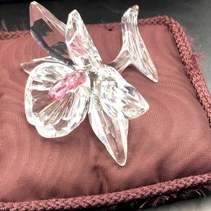 Sparkling Swarovski Medium Vintage Orchid with Box Silver Crystal